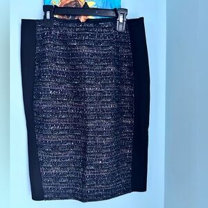 White House Black Market Black and Blue Tweed Pencil Skirt
